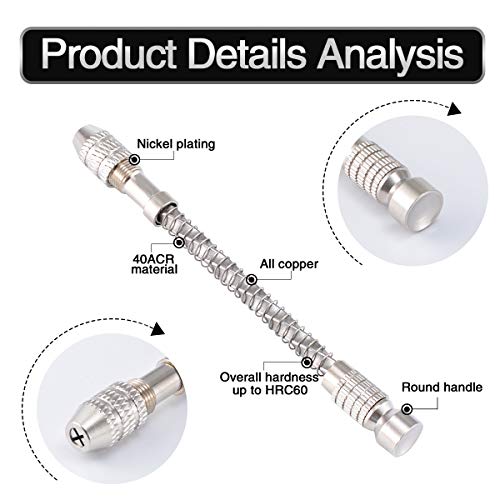 0.2-2mm Mini Hand Drill, Semi-Automatic Hand-Twisting Drills with 1 Chuck, for Crafts Drilling Holes in Resin Epoxy Clay Wood, Jewellery Making, Model Making, Carving DIY - color: 1 Hand Drill + 1 Chuck