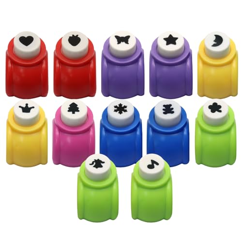 Luomorgo 12 Pcs Craft Hole Punch Shapes Set, Mini Paper Punchers