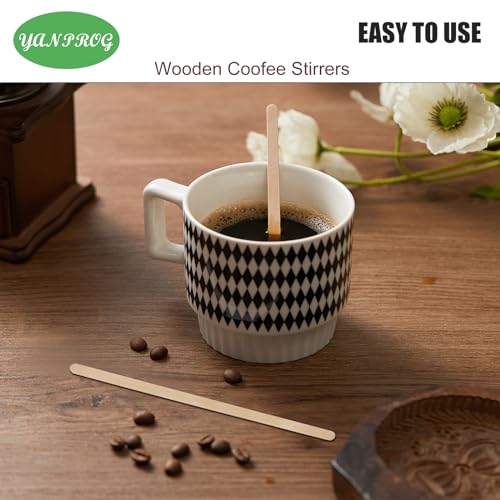 Wooden Coffee Stirrers 5.5" Coffee Stir Sticks 1000 Pcs, Natural Birch Round End Thick Birch Wood Eco-Friendly， Suitable for Coffee, Cocktail and Hot Drinks - color: Natural, size: 1000 Pack