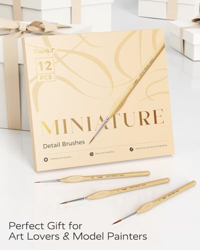 Miniature Paint Brushes 12 PCS, Fine Tip Model Paint Brushes, Wood - color: Wood