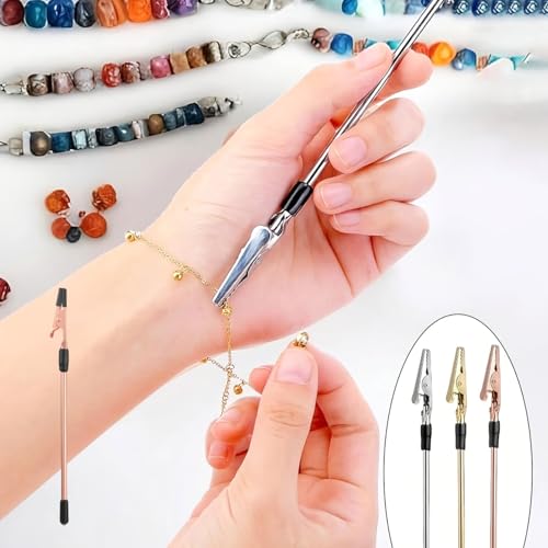 1PC Bracelet Assistance Tool Hands Free Clasp Clamp Precision Hooking for Jewelry Making Bracelet Fastening and Repair, Silver - color: Silver