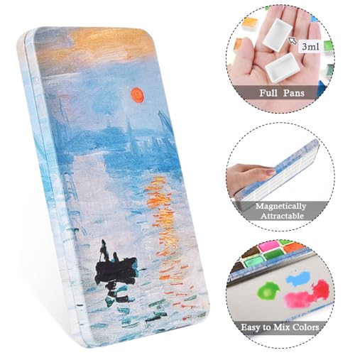 20 Empty Full Pans Watercolor Palette Tins Box with Magnetic Squares - color: Sunrise, size: 20 Full Pans