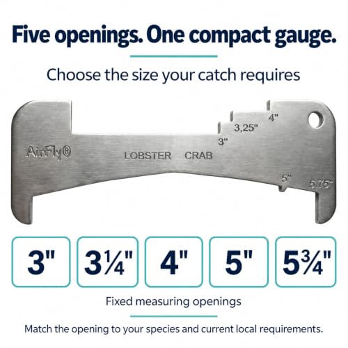 AirFly 5-in-1 Aluminum Crab and Lobster Gauge for Dungeness & Blue Crab