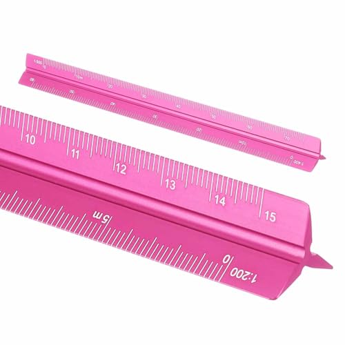 HARFINGTON Architectural Scale Ruler 7" Metric Aluminum Alloy Rose Red - color: Rose Red, size: 7 Inch