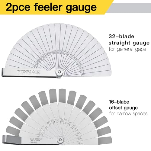 Ceinueia 2PC Feeler Gauges Set – 32 Straight & 16 Angled Stainless Steel