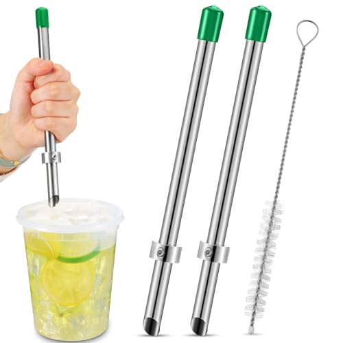 Lasnten 2 Pack Straw Hole Puncher for Plastic Lids Drinks,8.7 Inch,Green - color: Green, size: 8.7 Inch