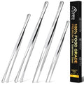 HOTEC Kitchen Tweezers Stainless Steel Cooking Tweezers 4 Pcs-10" and 12" - color: Silver, size: 4PCS: 12 & 10 Inch