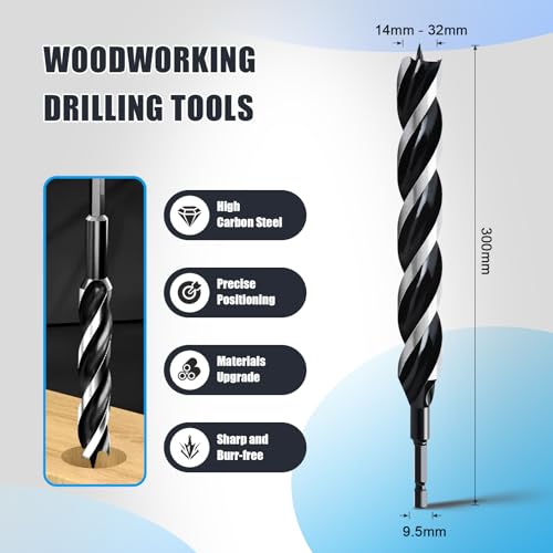 1-1/4" x 12" Auger Drill Bit for Soft and Hard Wood,Hex Shank - size: 1-1/4 in, style: 12"