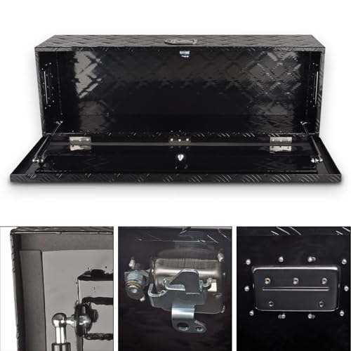 39" Aluminum Truck Bed Tool Box with Lock, Black(39"×13"×10") - color: Black, size: 39"x13"x10"