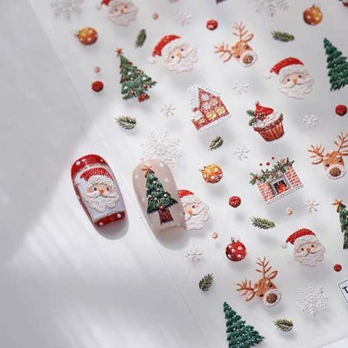 5D Embossed Christmas Nail Stickers Santa Elk Xmas Tree Nail Art Decals Self Adhesive Pegatinas Uñas for Women Nail Supplies Art Design Stickers - color: Christmas-3867