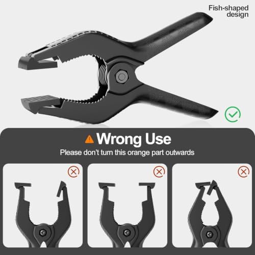 EMART 6 Pack Heavy Duty Spring Clamps 6 inch Plastic Backdrop Clips Black - color: Black, size: 6 inch