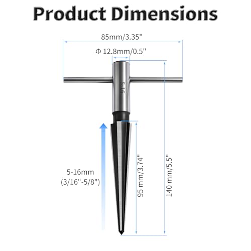 T Handle Tapered Reamer, 5-16 mm(3/16-5/8 in) - size: 5-16mm (3/16"-5/8")