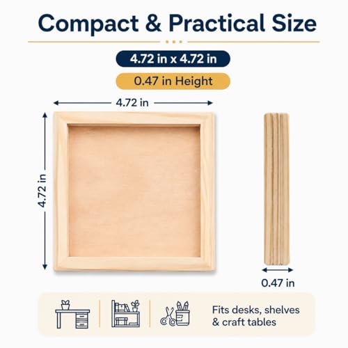 DECHOUS 6-Pack Unfinished Wood Trays, 4.72-Inch Square