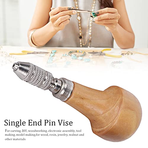 3 Set Hand Chucks Wooden Handles Pin Vise Hand Drill Wooden Handle Pear Shape Graver Handle for Stone Setting Graver Replacement