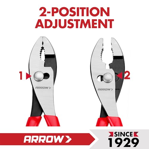 ARROW 8" Slip Joint Pliers, Pliers Tool with Thick Dip-Grip Handle - size: 8 Inch