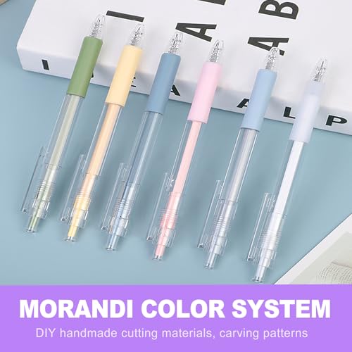 6 Pack Retractable Craft Knife Pen Set in 6 Colors, Precision Paper Cutter for DIY Projects, Art, Scrapbooking, Detail Hobby Blade for Stickers