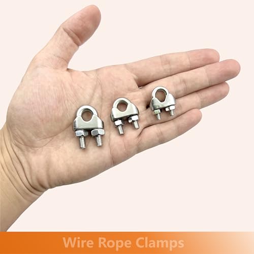 12 Pcs M8 Cable Clamps,Wire Rope Clamp,4 Pcs 5/16" Thimble - color: silver, size: M8