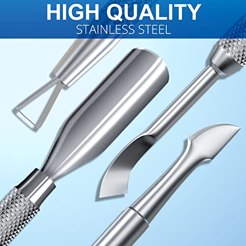 2PCS Metal Silver Cuticle Pusher Tool and Scraper Nail Pusher - color: Silver