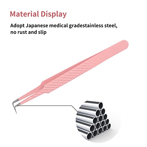 Lash Tweezers for Eyelash Extensions FADLASH Professional Japanese Stainless Steel Precision Lash Extension Tweezers Precise Individual Lashes Tweezers - size: 90 Degree Tweezers