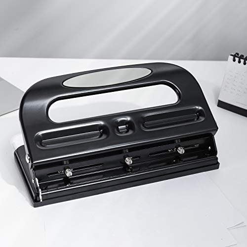 Amazon Basics Semi-Adjustable 3-Hole Punch, 30 Sheet Capacity, Black - style: 2/3-hole, 30-sheet, 1-pack