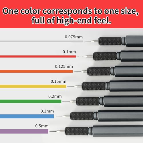 Model Scriber, 7-Piece Tungsten Steel Blade Scribing Tool Set 0.075/0.1/0.125/0.15/0.2/0.3/0.5mm, with Wooden Stand for Modeling Hobby, RG Scale Model, Gundam Model Kit, Plastic Models