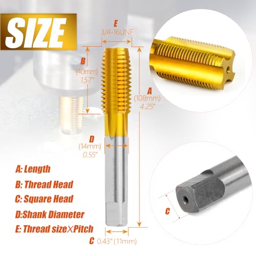 3/4"-16 UNF Thread Tap for Metal,3/4"-16 UNF M2 HSS Thread Milling Tap - size: 3/4"-16UNF