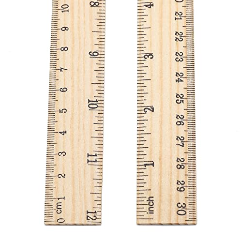 60 Pack Wooden Ruler 12 Inch Rulers Bulk Wood Measuring Ruler Office Ruler 2 Scale - color: 60 Pieces - 12 Inch
