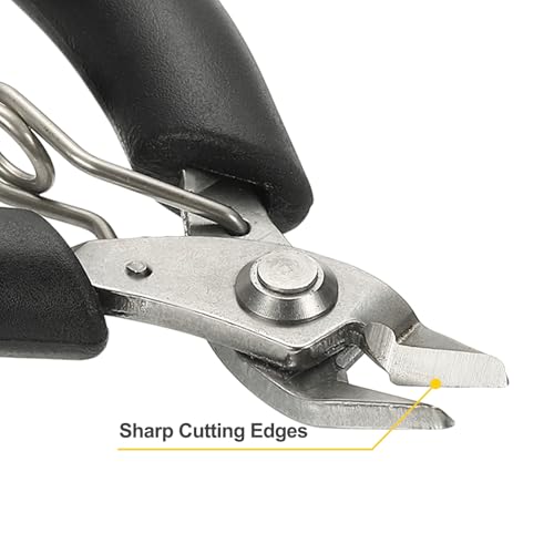 HARFINGTON Wire Cutter 4" Mini Small Side Cutters with Non-slip PVC Handle Jewelry Pliers for Jewelry Model Electronic 3D Print, Black