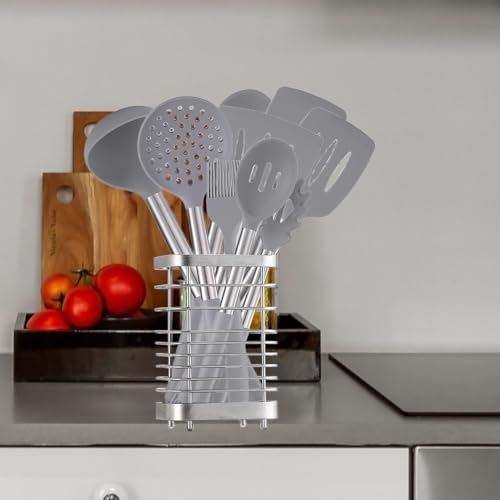 Utensil Holder, Silverware Organizer Cutlery Drainer Silver 5.9" - color: Silver, size: Large