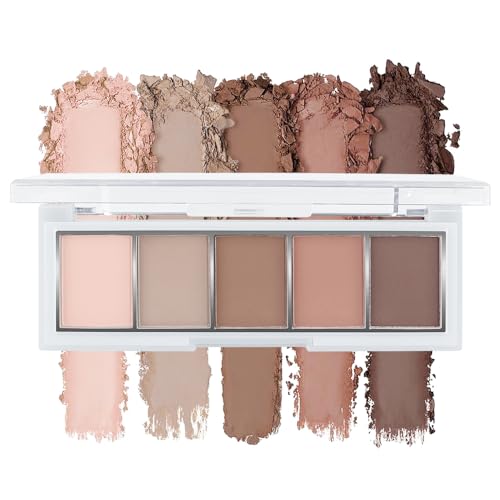 Nude Matte Eyeshadow Palette Makeup,5 Natural Nude Brown Light Brown Cool-Toned Natural Eye Shadow Palette Makeup, Smooth Blendable Texture, Long Lasting Naturing-Looking (02#, Pack of 1) - color: A-#02
