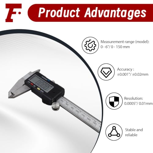 findmall Electronic Digital Caliper with Large LCD Screen 0-6 Inches
