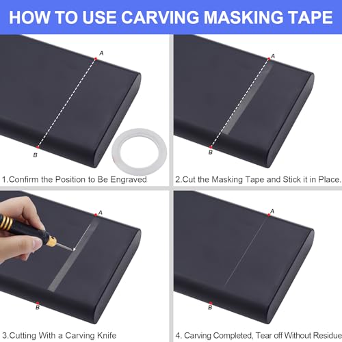 2PCS Prime Model Scriber Gundam Resin Carved Scribe Line Hobby Cutting Tool Chisel, 7 Model Chisel Blades (0.1/0.2/0.4/0.6/0.8/1.0/2.0mm) with Rubber Cap + Carving Masking Tape 3mmx20m