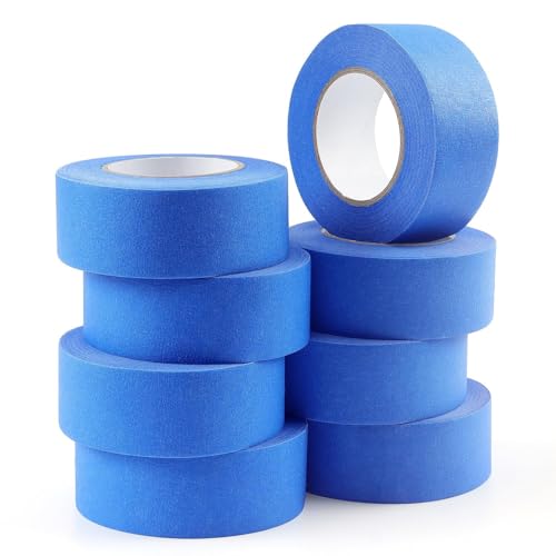 LONGKEY Painters Tape Blue Masking Tape 1 Inch X 20 Yards, 8 Rolls - color: 8 Roll x1 Inch, Blue