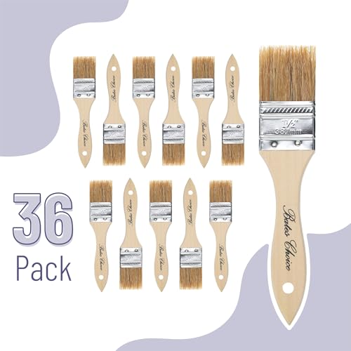Bates Chip Paint Brushes - 1.5 Inch, 36 Pack, Natural Bristle, Stain Brushes for Wood - size: 1.5 Inch, 36 Pack