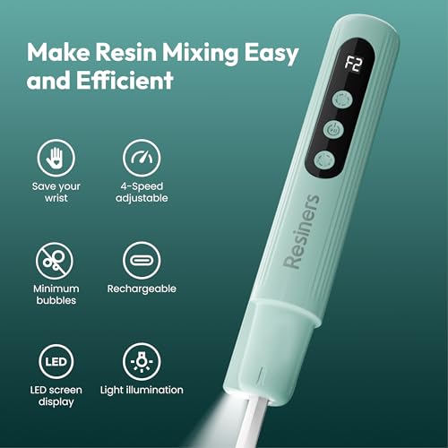 Resiners Resin Mixer for Epoxy, 4-Speed Electric Mixer with Light & Screen
