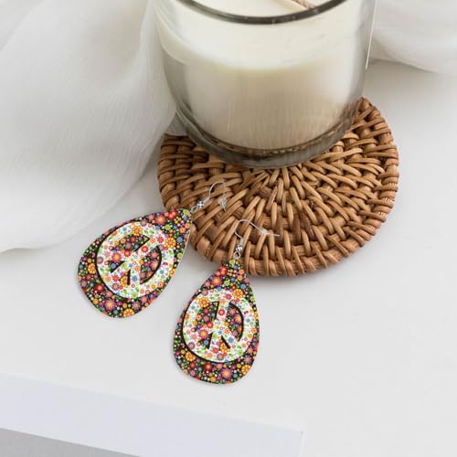 Faux Leather Teardrop Earrings - color: Burst