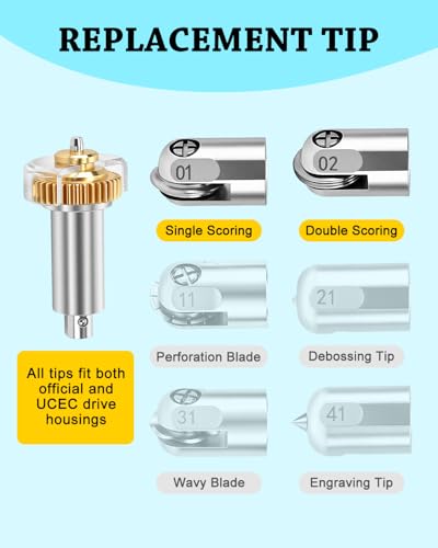 UCEC Single & Double Scoring Wheel Tips Compatible with Cricut Maker 4/3/1 - color: Scoring 01 + 02
