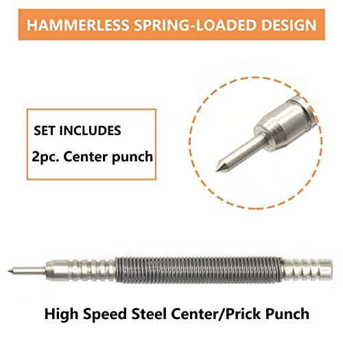WHLLING 2-Piece Spring Loaded Center Punch Hammerless Centering Punch