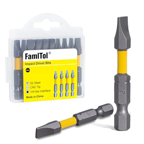 SL8 Slotted Screwdriver Bits, 2 Inch Magnetic Anti Slip Bit S2 Steel CNC Precision Flat Head Drill Bit High Torque 1/4 Inch Hex Shank for Mechanics Contractors Heavy Duty Repair | 10 Pack - size: SL8-2 inch