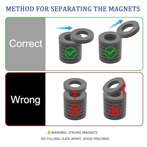 Grade 10 Ferrite Ring Magnets, 60 mm OD x 32 mm ID x 10 mm, 3 Pack