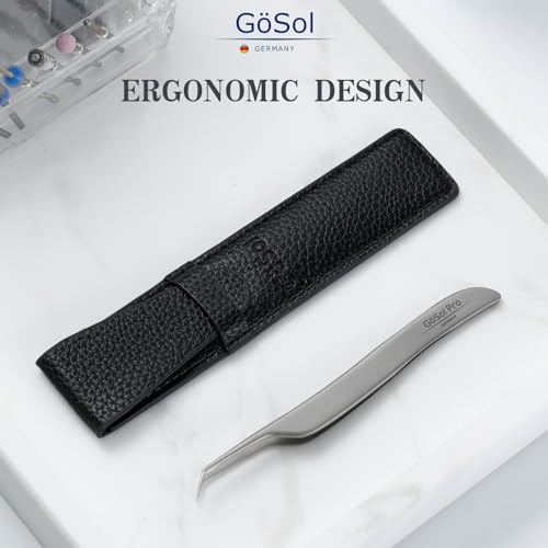 Pro Blackhead Tweezers, Precision Slant Tip for Blackhead Extraction - color: Black Leather Case