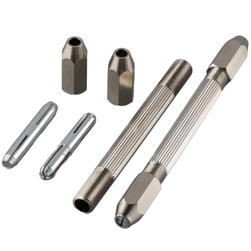 2 pcs Hex Hand Drill Pin Vise, Double Ended Micro Drill Bit, Manual Hand Drill Tool for Jewelry Making Watch Repair