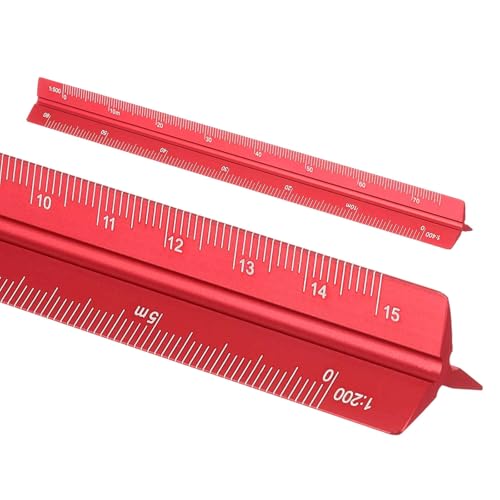 HARFINGTON Architectural Scale Ruler 7" Metric Aluminum Alloy Architect Red - color: Red, size: 7 Inch