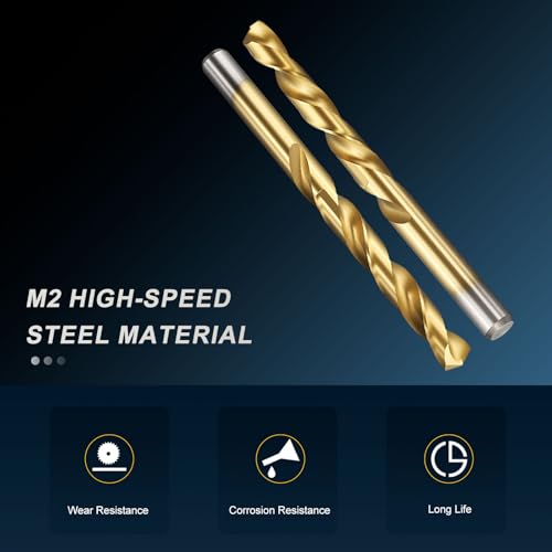 PATIKIL 11mm Drill Bit Jobber Straight Shank M2 TiN Coated 4Pcs - size: 11mm