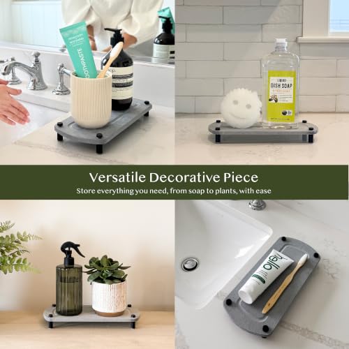 2PCS Absorbing Stone Soap Tray, Quick Dry Diatomaceous Earth Drying Rack - color: Dark Gray