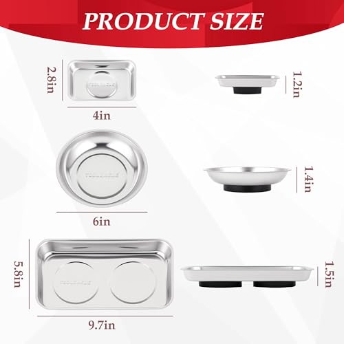TOOLEAGUE 4Pcs Magnetic Parts Tray Set with 15Lb Magnetic Pickup Pen