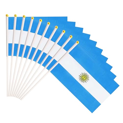 50 Pack Argentina Argentine on Stick Flags,Small Mini Hand Held Argentina Argentine Flags 5.5x8.3 Inch, Grand Opening, Carnival,Party Events Celebration - color: Argentina