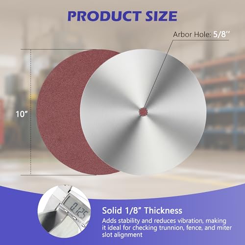 10 in Table Saw Calibration Plate, 5/8 in Arbor Sanding Disc Set - style: Plate with Sandpaper*18