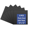 6 Pack Black Plastic Sheet 12x12x0.04 in Flexible Plastic Sheets - size: 12×12"×0.04 in