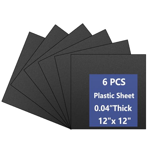 6 Pack Black Plastic Sheet 12x12x0.04 in Flexible Plastic Sheets - size: 12×12"×0.04 in